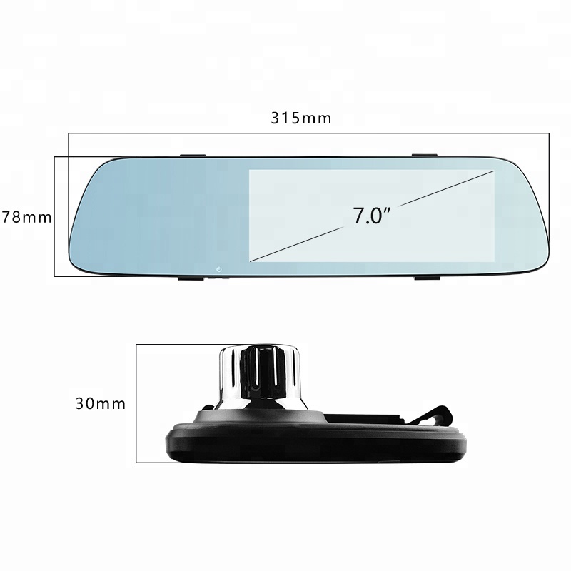 Mirror DVR 1080P Dash camera T709 dual lens with 7.0 IPS touch screen